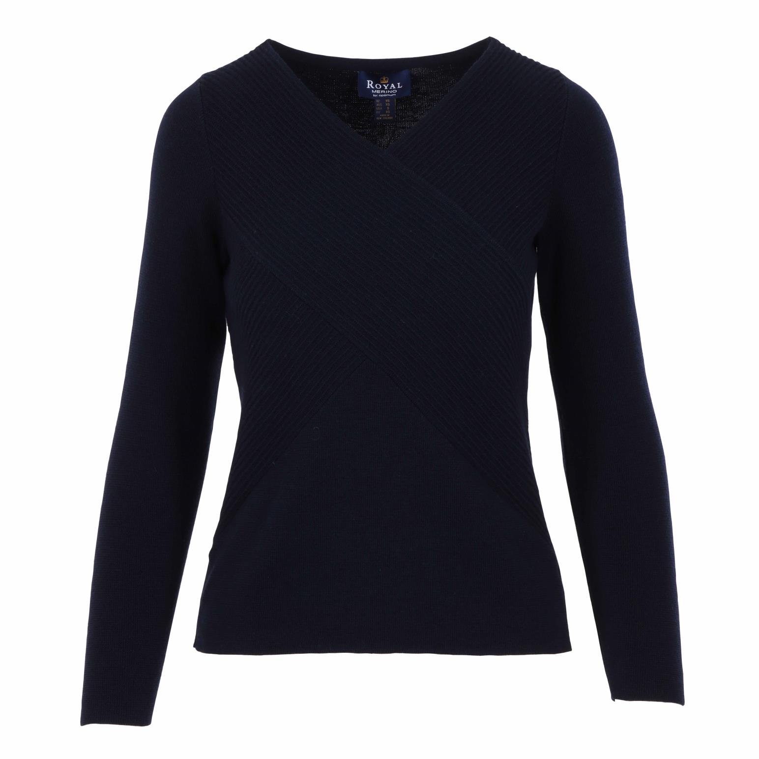 Royal Merino Long Sleeve Vee Neck Crossover Jumper